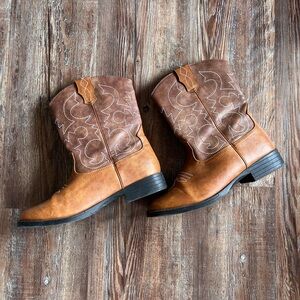 Rustic Brown Leather Cowboy Boots